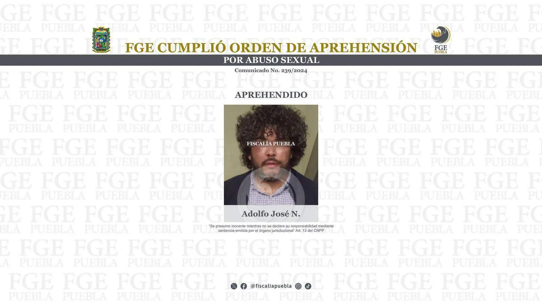 Detienen a Adolfo José N, enfrenta cargos por presunto abuso sexual